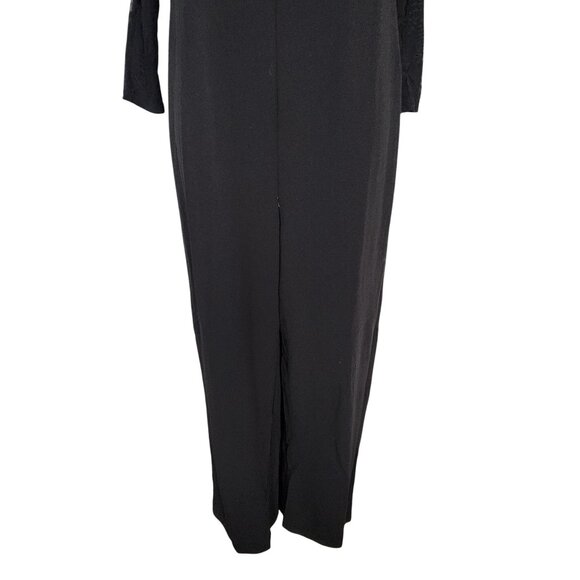Lulus Sultry Statement Black Mesh Ruched Off-The-Shoulder Jumpsuit Medium - Picture 7 of 8